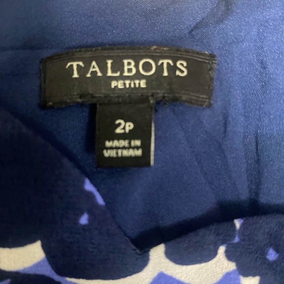 Talbots Navy and White Floral Long Sleeve Dress - Picture 9 of 11